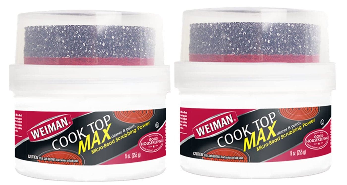 Weiman Cook Top Max Cleaner and Polish - 9 Ounce 2 Pack - Heavy Duty Cooktop Cleaner Removes Burnt On Food Use On Induction Ceramic Gas Portable Electric