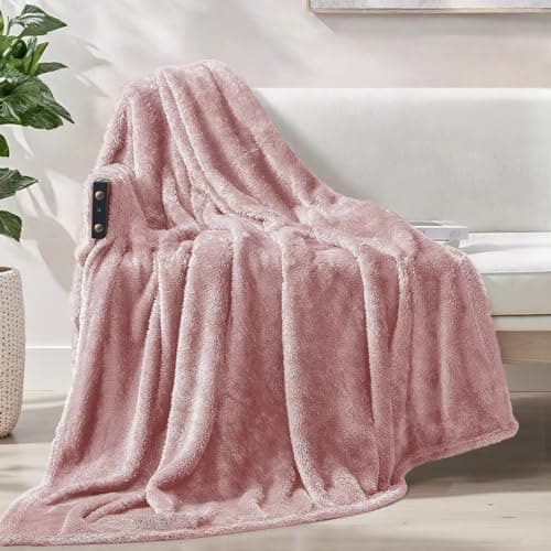 Exclusivo Mezcla Plush Fuzzy Fleece Throw Blanket Extra Large Super Soft Fluffy and Warm Blankets for Couch Bed All Season Use 50x70 Inches Pink