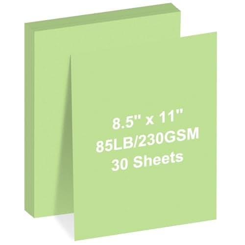 Cardstock 85 x 11 30 Sheets Cardstock Paper 85 lb230 gsmGreen Card Stock for PrinterDrawingGift tagsInvitations Cards etc Light green 30 Sheets