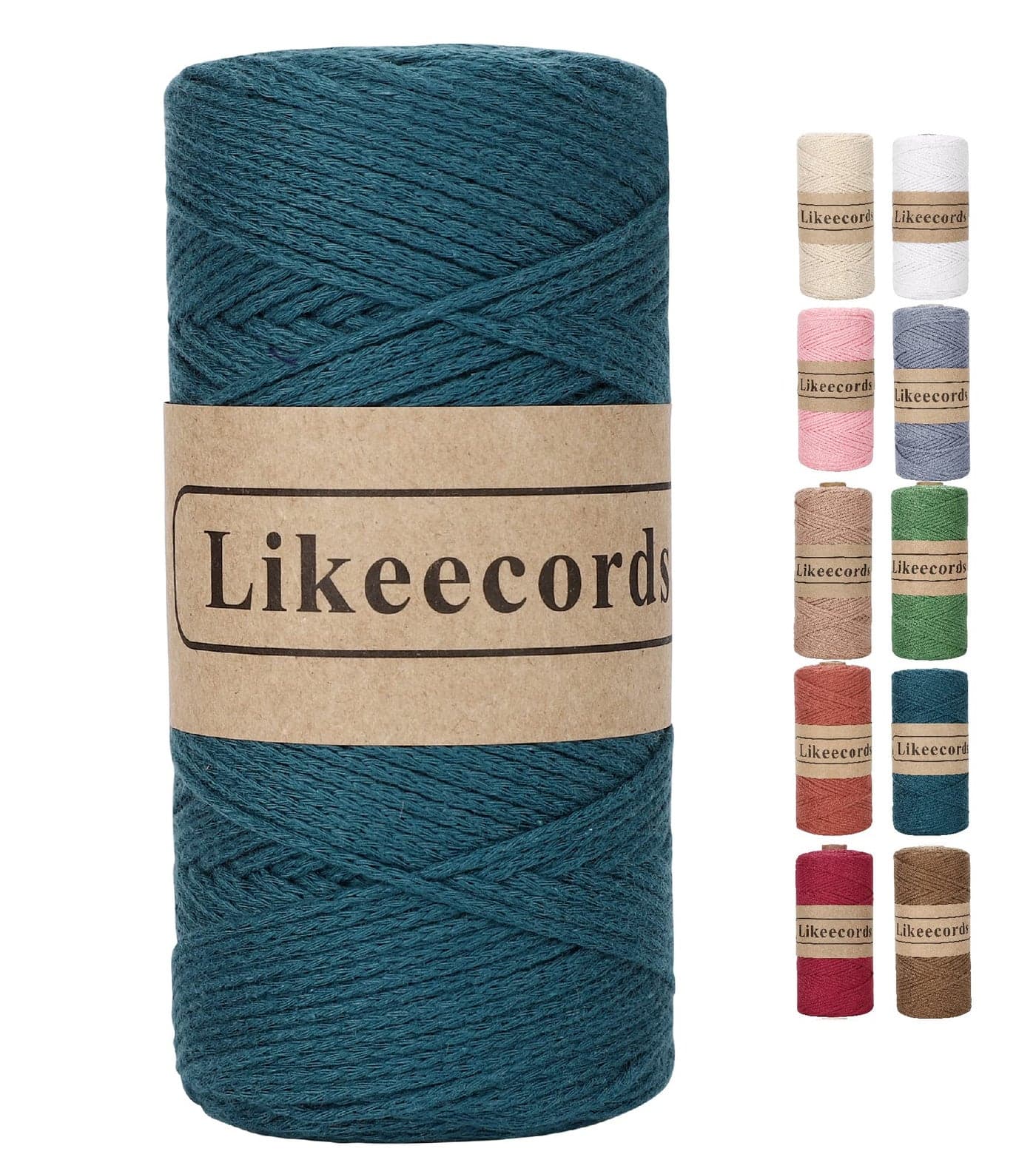 Likeecords 100 Cotton Crochet Bag Cord 2mm 170m Macrame Cord 2mm Crochet Thread Macrame Rope Gift for Knitter Teal
