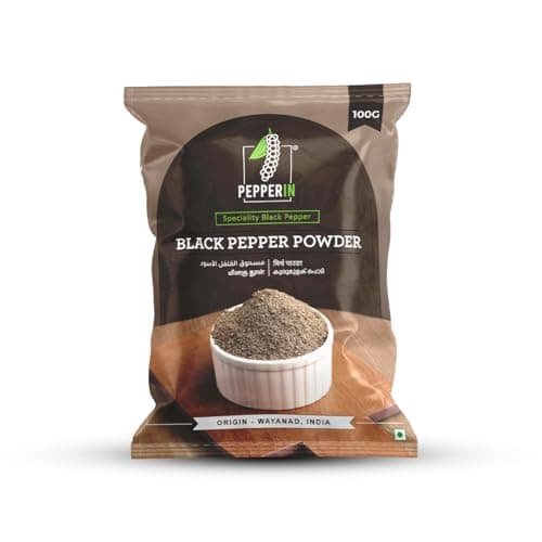 Pepperin® Pepperin Black Pepper Powder | Kali Mirch Powder | 100% Natural | 2X Aroma & Flavour - 100gm