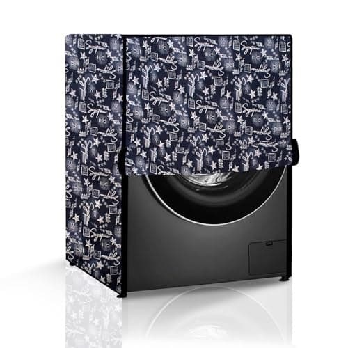 The Furnishing Tree Polyester Waterproof Front Load Washing Machine Cover Suitable for LG 8 Kg & 9 Kg, Dimension DxWxH In Cms: ( 55.9x61x86.4 ), Self Pattern Blue