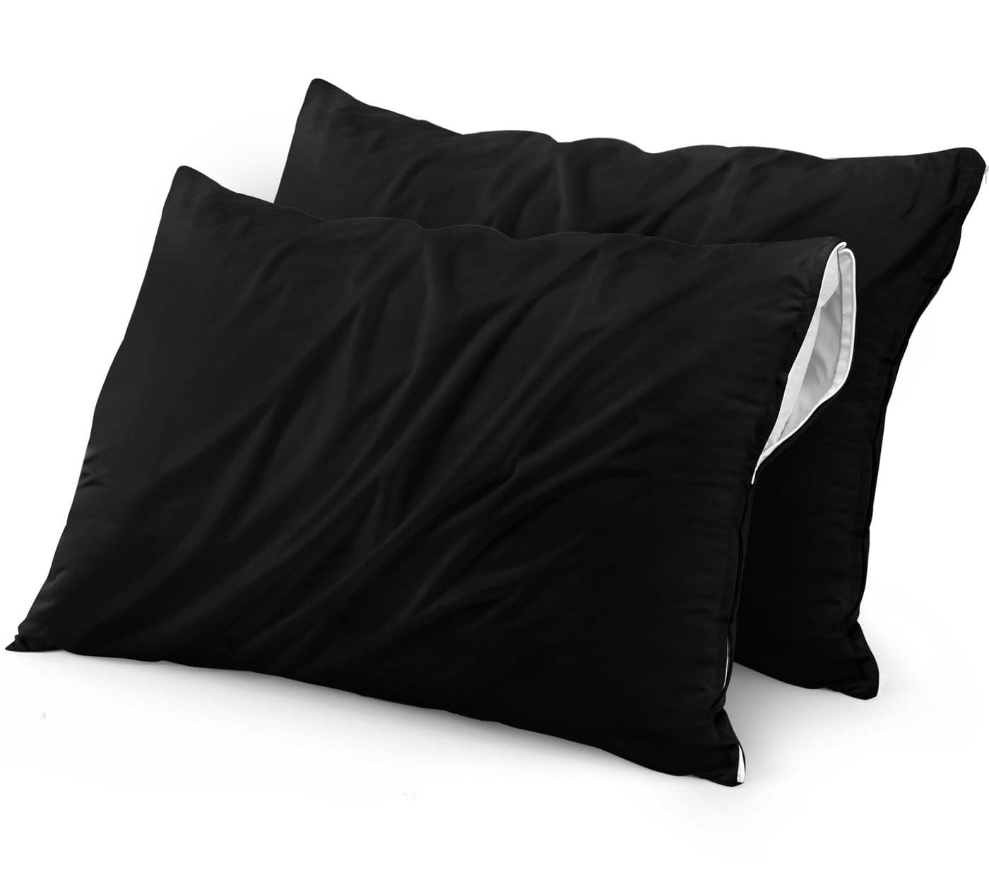 Utopia Bedding Waterproof Pillow Protectors Zippered Queen Size (2 Pack, Black), Zippered Pillowcases, Bed Bug Proof Pillow Encasement Covers 20 x 28 Inches