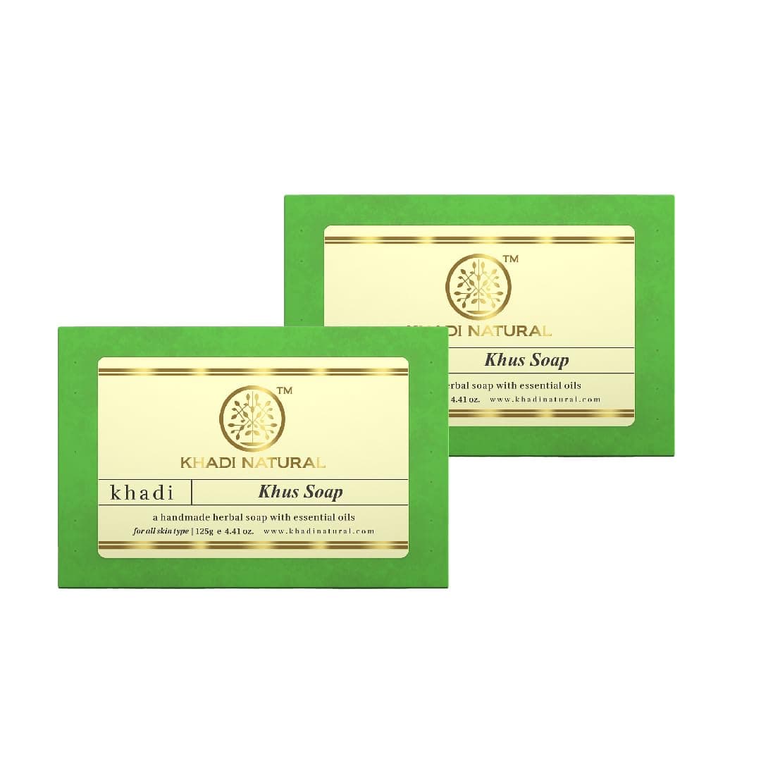Khadi Natural Khus Handmade Soap Cooling Herbal Soap for a Refreshing Bath Experience Infused with Natural Goodness to Revitalize Your Skin Pack of 2 125 2 250g