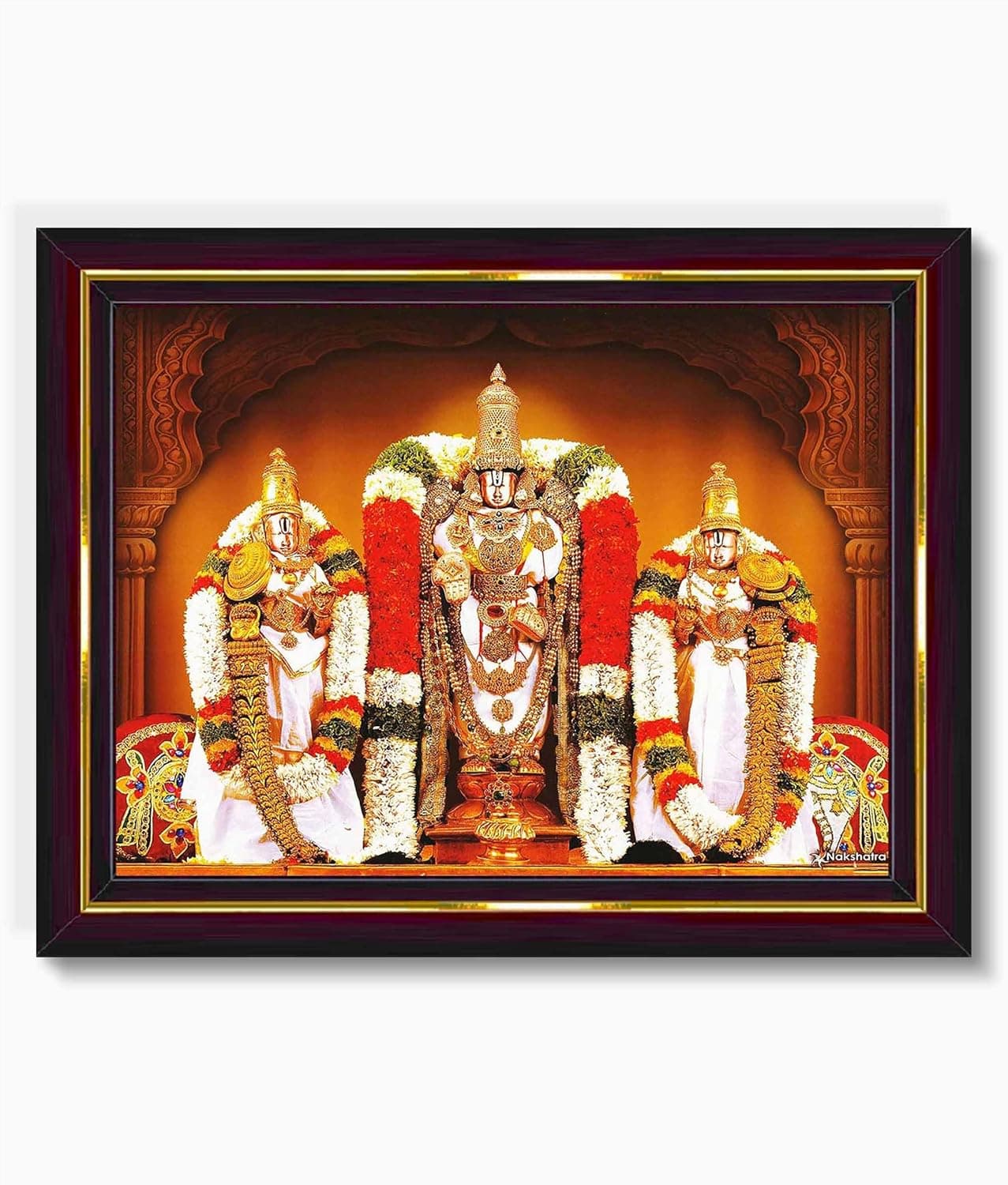 Pavan Photo Laminations Balaji Kalyanam Kalyana Venkateswara Swamy Wall Painting Framed Home Decor WoodMatteBrownBig Size10 x 12 Inch B557M