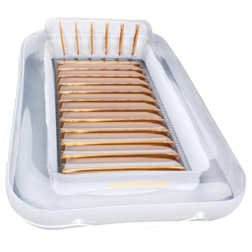 SWIMLINE Suntan Tub Classic Inflatable Tanning Lounge Float with Adjustable Pillow Pool Lake River or Beach Raft with Rope Patch 70 White Gold 1Pack