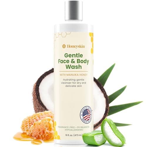 Face and Body Wash for Women and Men Acne Body Wash Moisturizing for Sensitive Skin Hydrating Facial Cleanser Gentle Exfoliating Wash with Manuka Honey 16oz