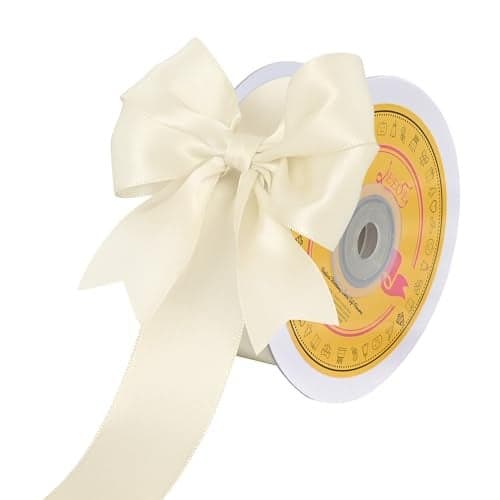 LEEQE Double Face Ivory Satin Ribbon 112 inch X 25 Yards Polyester Ivory Ribbon for Gift Wrapping Very Suitable for Weddings Party Hair Bow Invitation Decorations and More