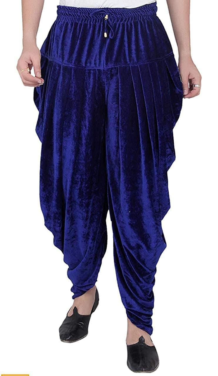 Royal Kurta Men's Velvet Blended Ethnic Pants Sherwani Bottoms Harem Salwar (Blue)