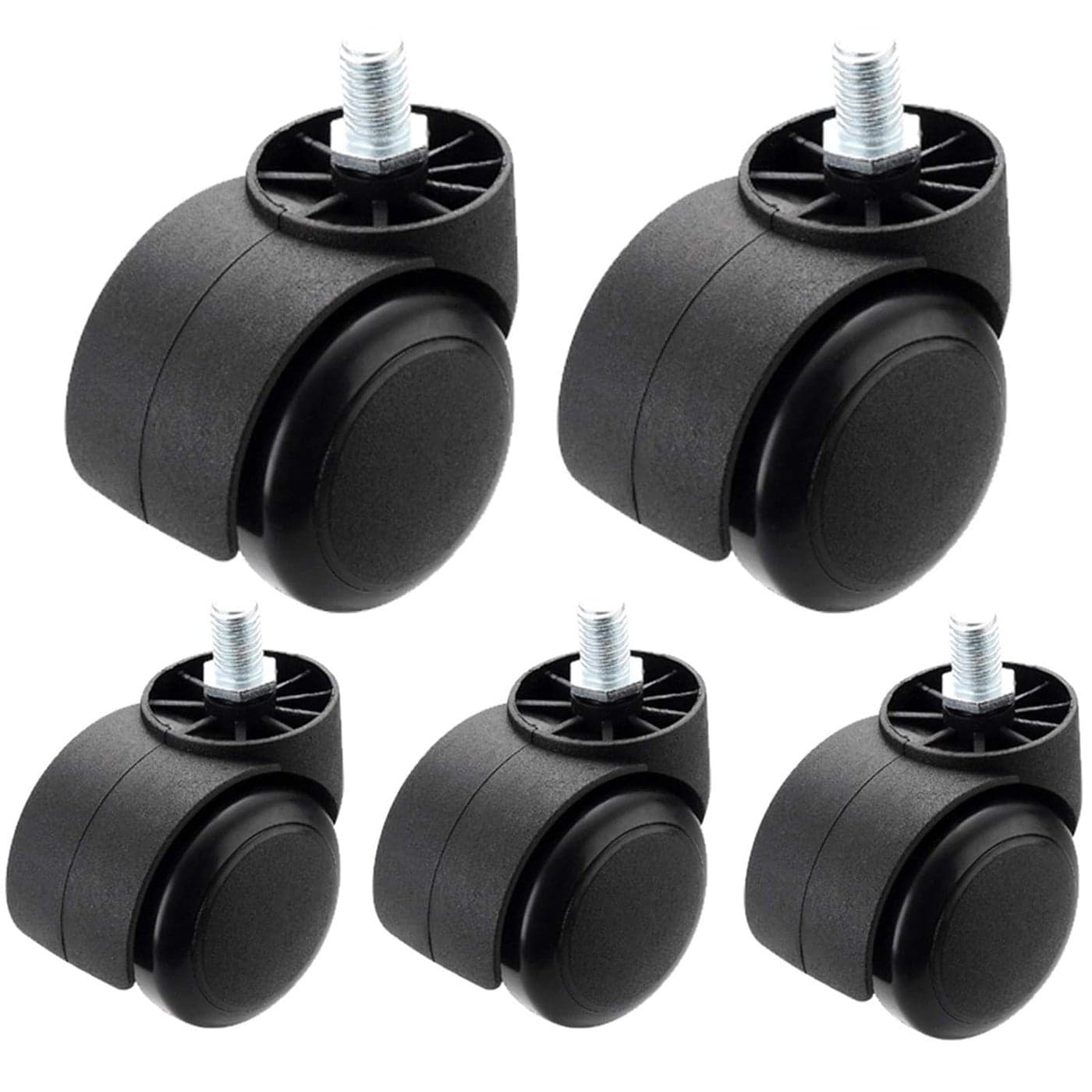 IYBOffice Chair Wheels 2 Inch Chair Caster Wheel Set of 5 Heavy Duty Chair Wheel Replacement No Noise Suitable for Hardwood Floors and Carpets