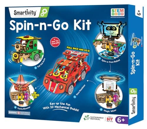 Smartivity 20in1 SpinnGo Kit for Kids Ages 6789101112 I Build a Moving Robot CAR Airplane More I Birthday Gifts for Boys Girls DIY Science Toy for Kids 612 Years Old