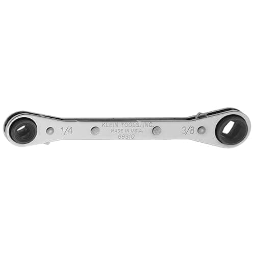 Klein Tools 68309 Ratcheting FullyReversible Refrigeration Wrench Made in USA Compact Design and ChromePlated Finish