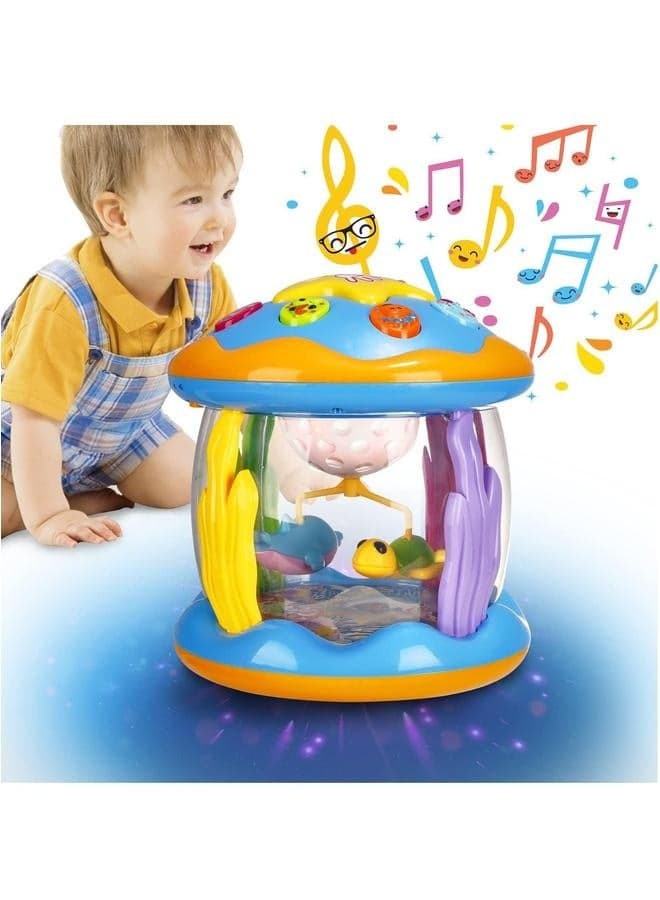 Baby Toys 6 to 12 Months, Sensory for 1 2 3 Year Old Boys Girls, Early Learning Musical Toddler, Ocean Projector Light Up with Music, Educational Toy Birthday Gifts