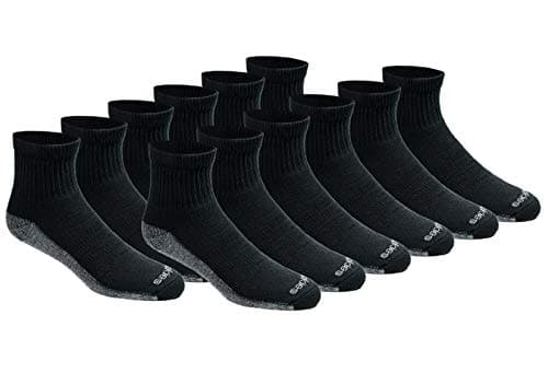 Dickies Men's Dri-Tech Moisture Control Quarter Socks (6, 12, 18 Pairs), Black (12 Pairs), Large