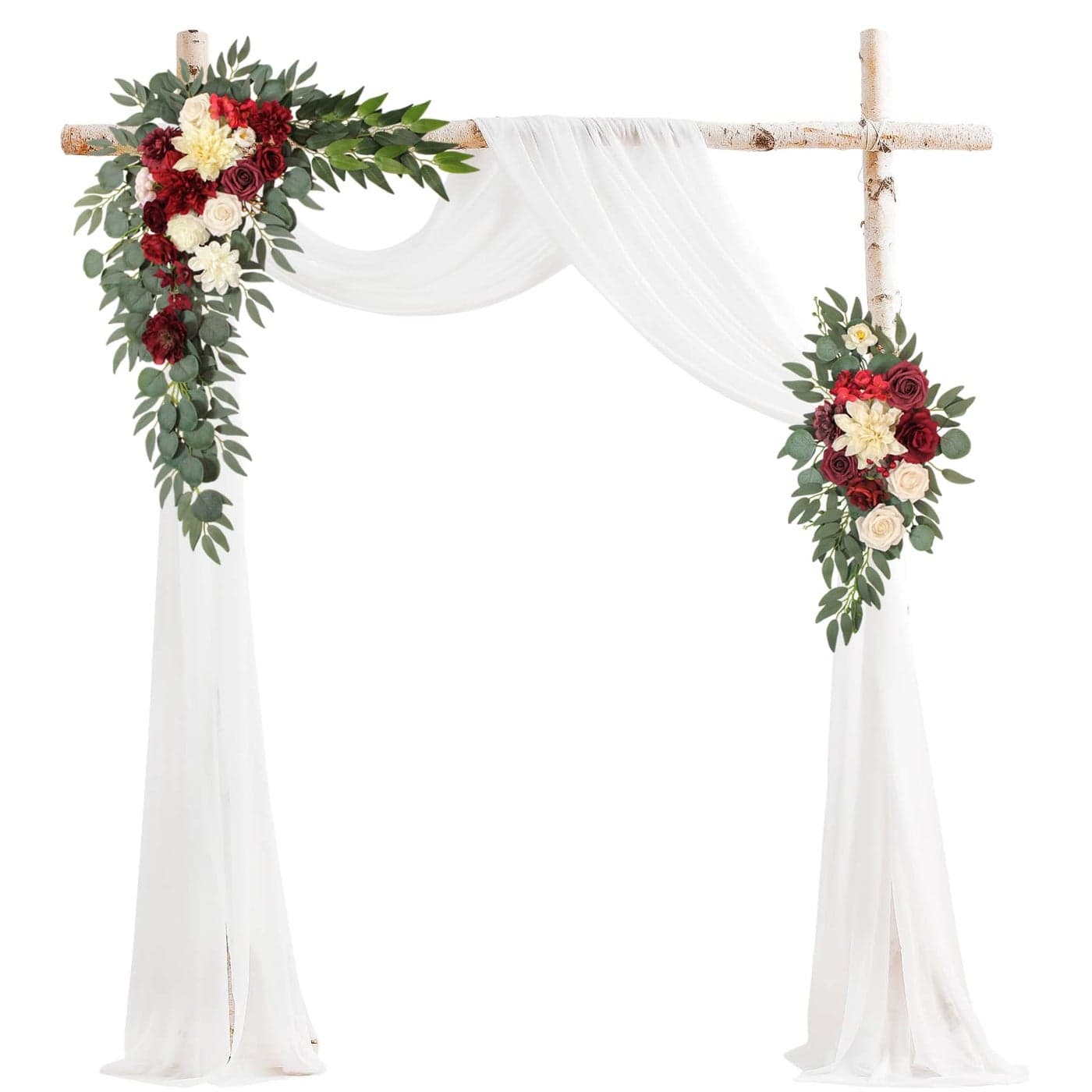 BASIMAN Arch Flowers with Drapes Kit Pack of 3 for Wedding Ceremony Arbor and Reception Backdrop Decoration Wedding Welcome Signs Floral Birthday Party Decoration