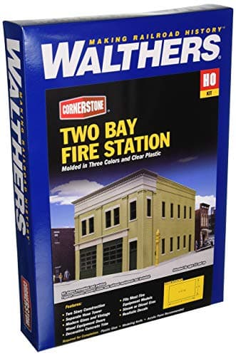 Walthers Cornerstone TwoBay Fire Station 9334022 HO Scale Model Railroad Structure Kit