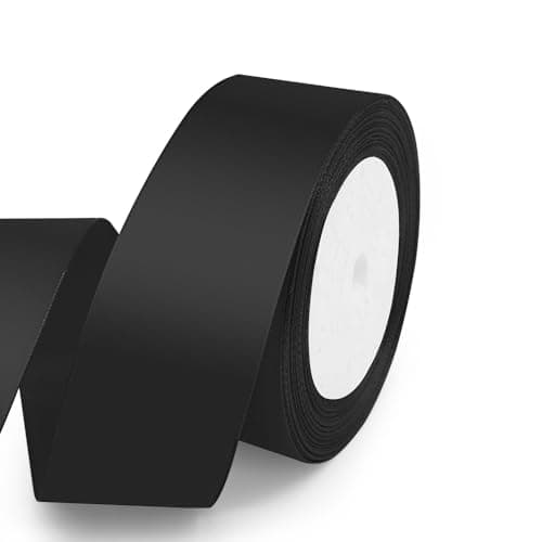 KMER LIFE Solid Color Black Satin Ribbon 112 Inches x 25 Yards Fabric Satin Ribbon for Gift Wrapping Crafts Hair Bows Making Wreath Wedding Party Decoration and Other Sewing Projects
