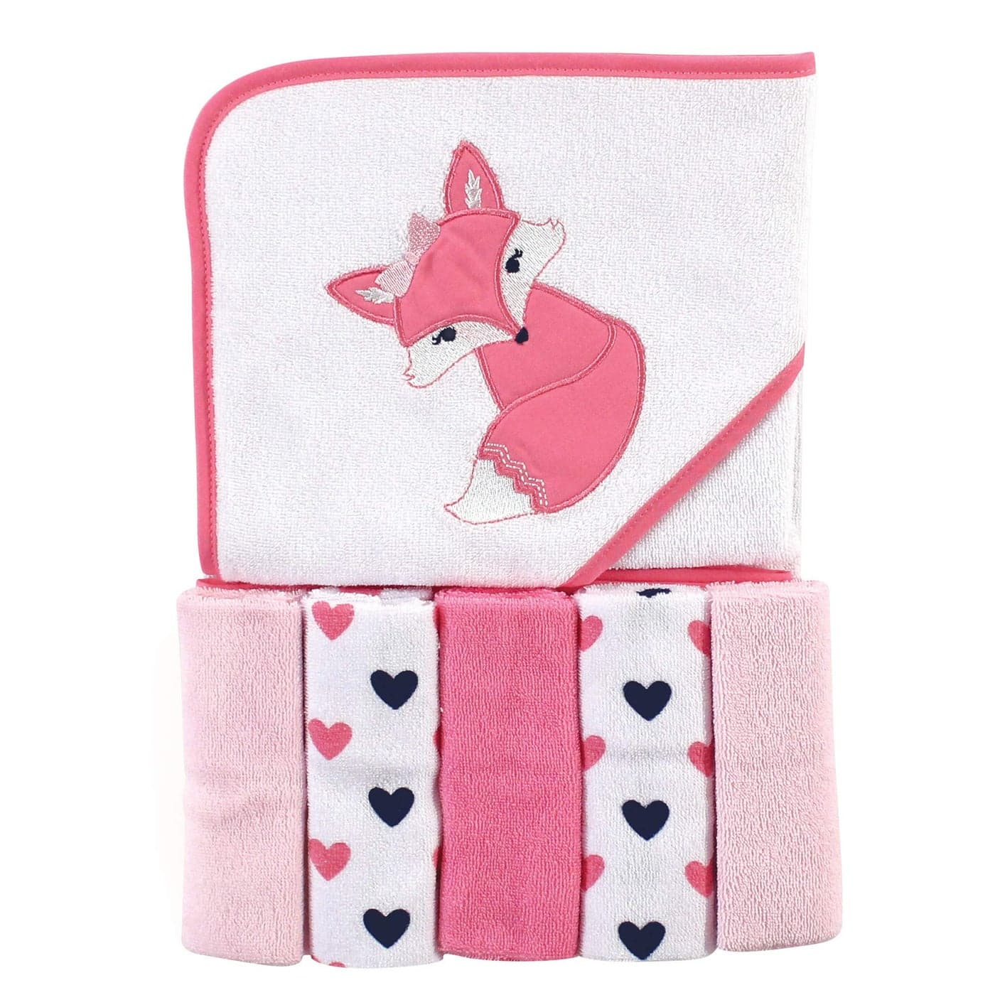 Luvable Friends Unisex Baby Hooded Towel with Five Washcloths Foxy One Size