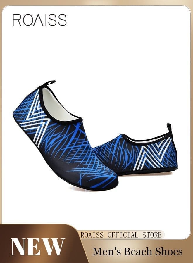 Men's Water Beach Shoes Adult Men Outdoor Quick Dry Aqua Barefoot Beach Shoes Soft Soled Non Slip Diving Shoes Fashion Pattern Exercise Fitness Shoes Colorblock Water Shoes