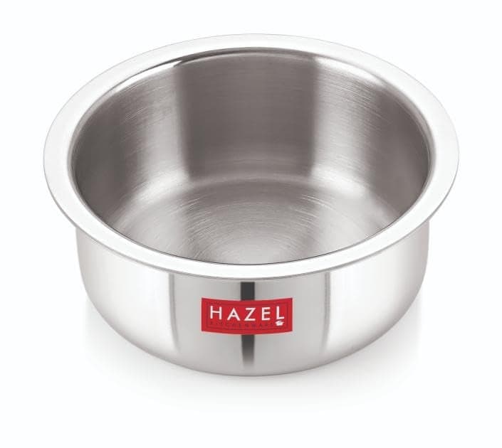 HAZEL Triply Stainless Steel Cookware| Stainless Steel Patila Utensils Set for Kitchen, 1000 ml | Induction Bottom Triply Tope| Stainless Steel Container for Kitchen