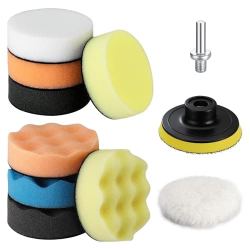 WORKPRO 3 Inch Drill Buffing Pad Kit 11 Pcs Car Foam Polishing Pads Set Drill Buffer Polisher Attachment Buffing Kit for Car Polishing Waxing Sealing Glaze