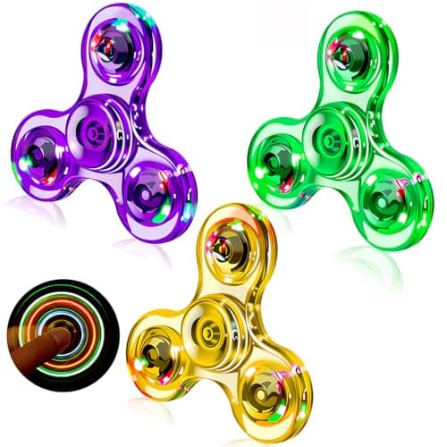 Figrol Fidget Toys 3 PackLight Up Fidget Spinner for Kids Adults Stress Relief Calm DownSensory Toys for Kids with Autism ADHD ToysGreenPurpleOrange