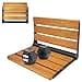 Koretech Folding Shower Seat Teak Folding Shower Seat Wall Mounted Foldable Shower Chair for Home Care 450 lbs Capacity BlackColored Stainless Steel 13 D x 17 W x 10 H