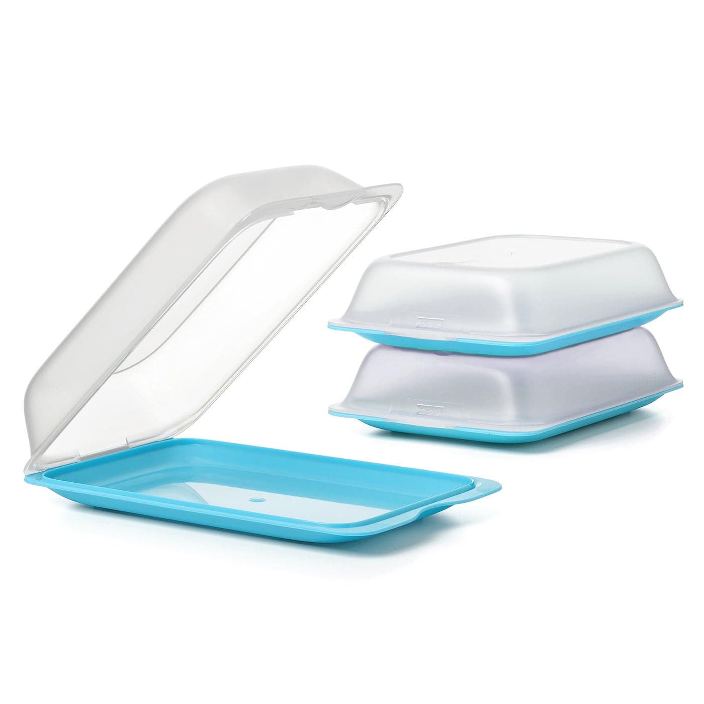TATAY Cold Meat Containers for Fridge Set of 3 Maxi Fridge Storage Removable Lid Stackable Microwave Freezer and Dishwasher Safe BPAFree 17 x 62 x 252 cm Colour Blue