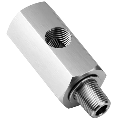Senlinyu 18 BSPT Oil Pressure Sensor Tee Adapter 304 Stainless Steel 18 BSPT Female to Male with NPT Port for Turbo Oil Feed and Oil Pressure Gauge