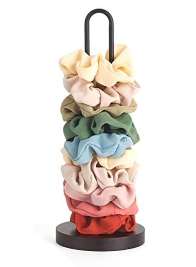 Mkono Scrunchies Holder Stand Hair Accessories Organizer Gold White Metal Scrunchies Tower Hold 2535 Scrunchies Modern Vertical Hair Tie Headband Organizer Jewelry Scrunchy Holder for Girls Brown