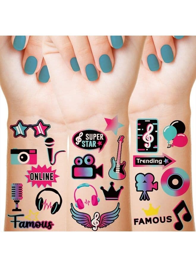 288 Pieces Music Temporary Tattoos for Kids Music Temporary Tattoos Stickers Mixed Style Hand Wrist Fake Tattoos Disco Music Tattoo Stickers for Children Music Theme Party Supplies