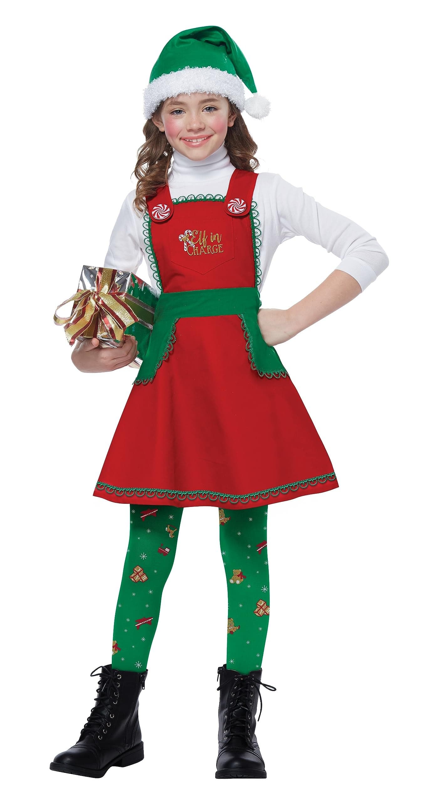 California Costumes Girls Elf in Charge Child Costume RedGreenWhite Small Medium