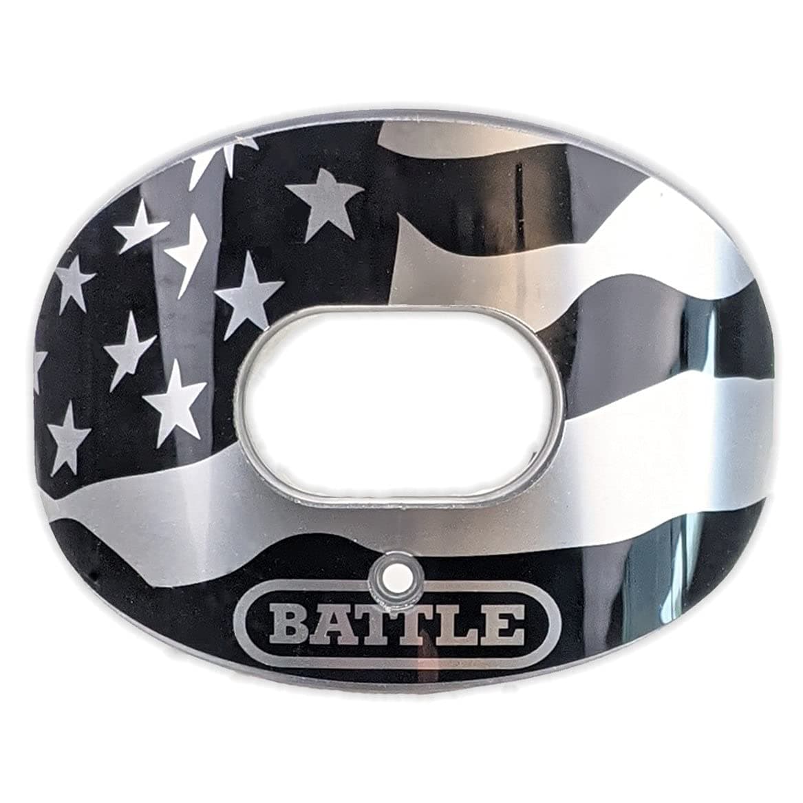 Battle Sports American Flag 20 Chrome Oxygen Football Mouthguard with a Convertible Strap Superior Airflow Better Performance Maximum Protection Breathability Works with Braces Silver