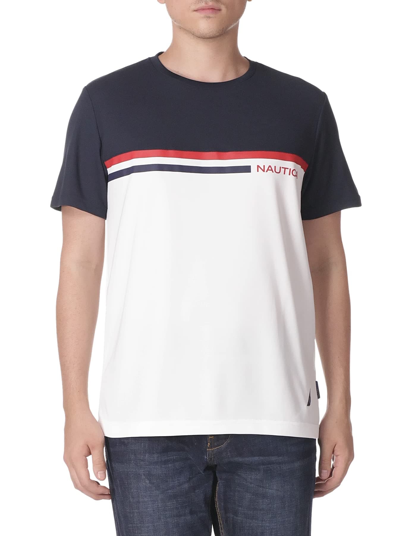 Nautica Mens Men's Navtech Colorblock Tee T Shirt, Navy, Medium US