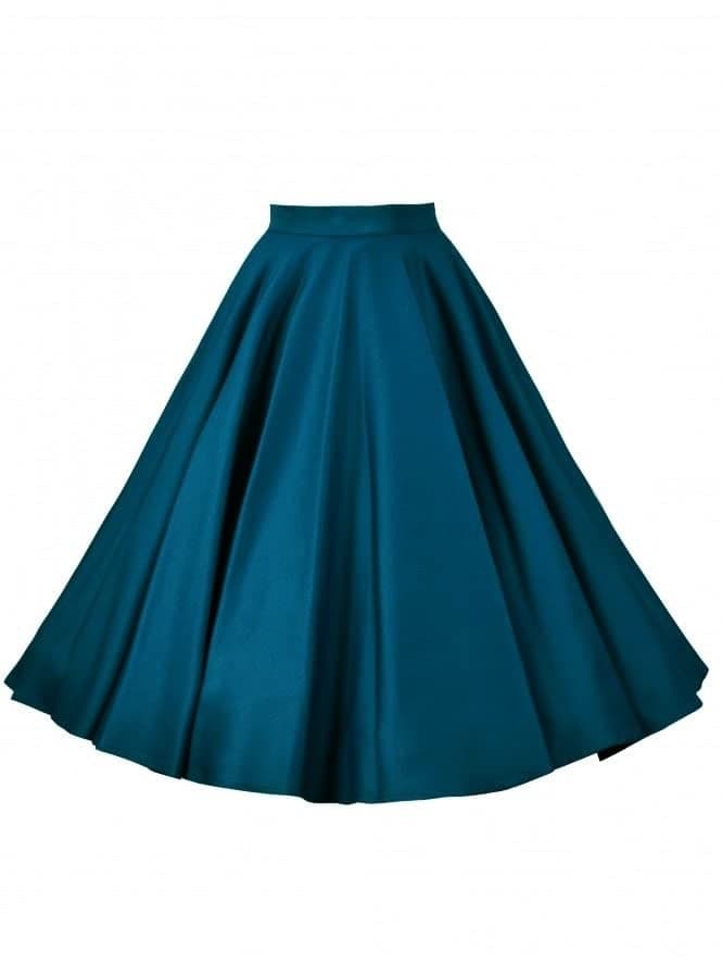 Mrugneni Long Flared Silk Skirt (Peacock Blue)