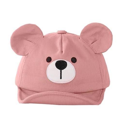 BabyMoon Cotton Baby Kids Boys Girls Summer Cap Bear Design | 0-2 Years | Pink
