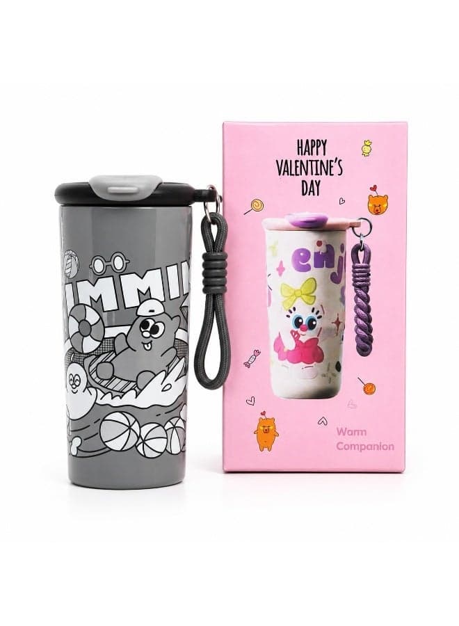 Twisoo Kids Stainless Steel Insulated Water Bottle with Straw Lid & Carry Strap | Leakproof Cartoon Vacuum Tumbler for School, Travel, Sports & Outdoor Use | Reusable Drink Bottle for Boys & Girls