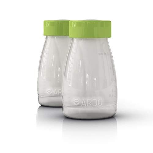 Ardo Breast Milk Storage and Feeding Bottles 2 Swiss Made 150ml 5 floz BPA Free with Ring and Cap Standard Width 2 Bottles