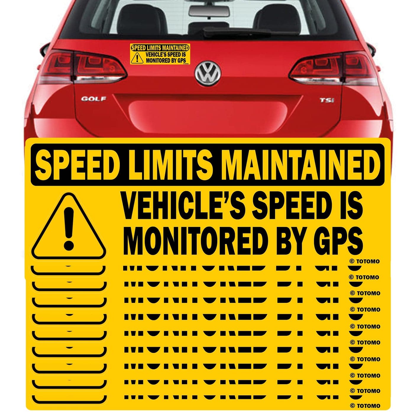 TOTOMO 10pk Vehicle Speed is Monitored by GPS Speed Limits are maintained Sticker 10x35 Highly Reflective Premium Quality Fleet Car Truck Van Safety Caution Sign