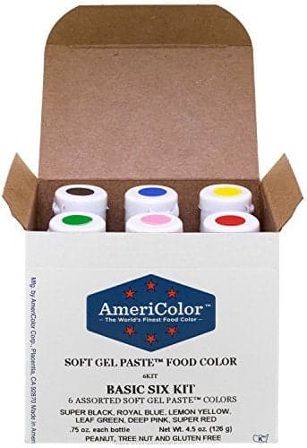 AmeriColor Basic Six Kit Soft Gel Paste Food Color 075 Ounce 6 Pack Kit