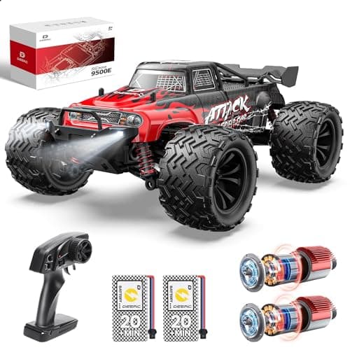 DEERC 9500E 1:16 Scale All Terrain RC Car, 4x4 High Speed 40 KPH RC Truck, 2.4Ghz Remote Control Truck with 2 Batteries, Off-Road Monster Truck for Adults Kids