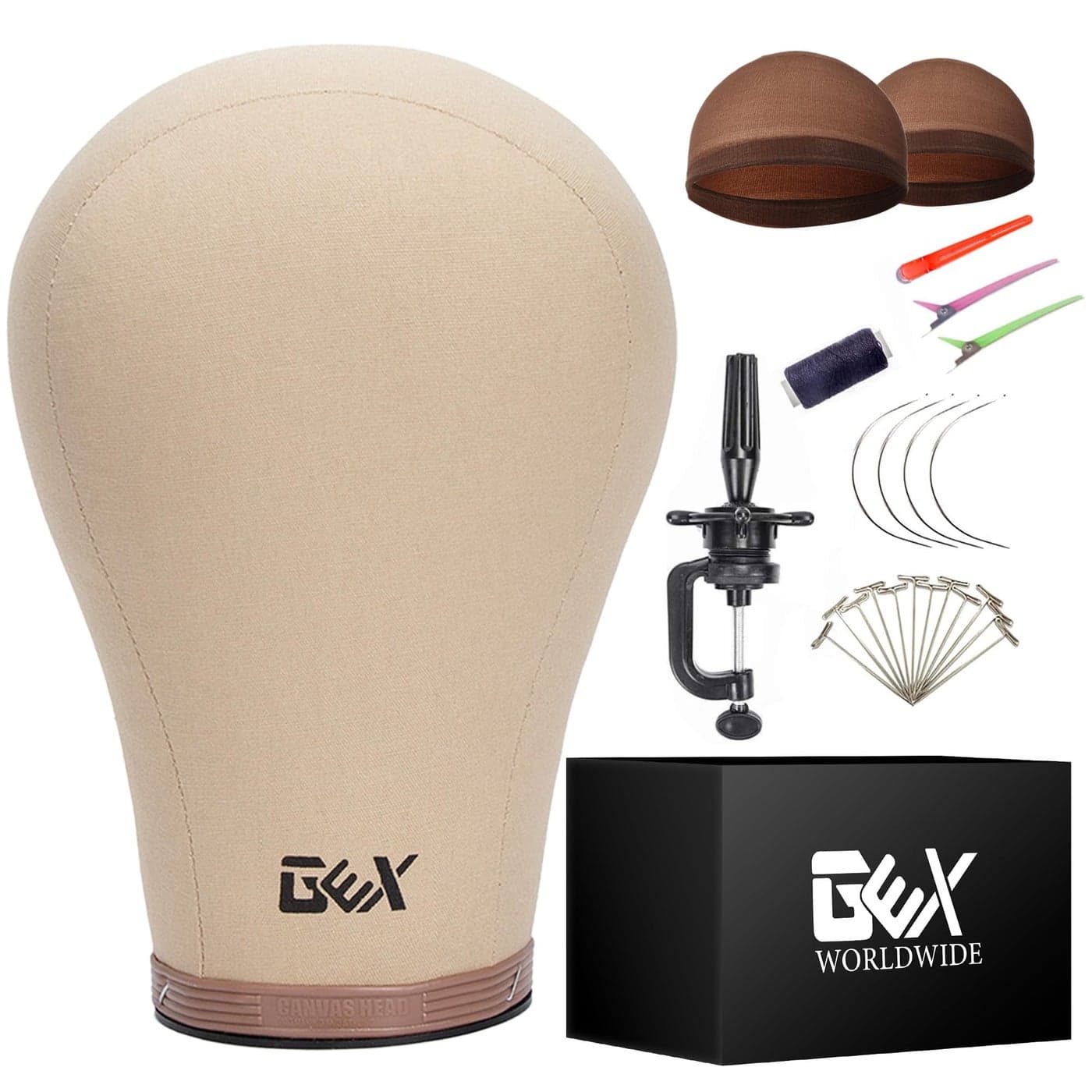 GEX 2024 Cork Canvas Block Head Mannequin Head Wig Display Styling Head With Mount Hole Light Brown 235