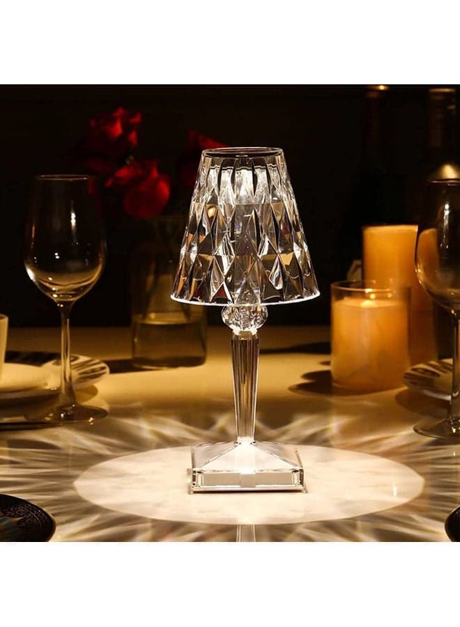 Acrylic Diamond USB Charging Touch LED Table Lamp White 26x15cm