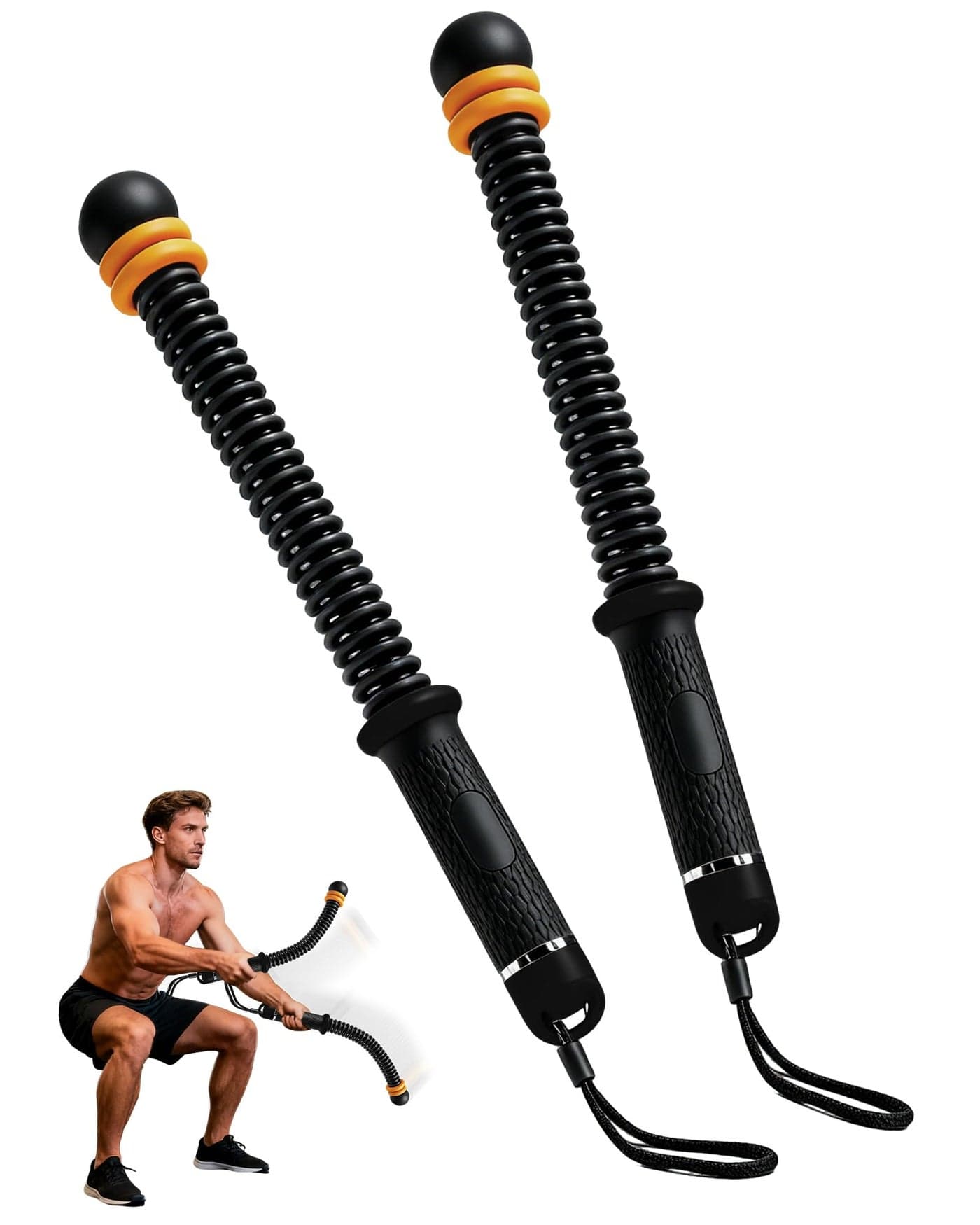 Ropeless Battle Ropes- Adjustable Portable Low-Impact Workout Equipment for Home Gym, Fitness Equipment for HIIT, Cardio & Muscle Training, Fat Burning for Men, Women & Fitness Enthusiasts (Black)