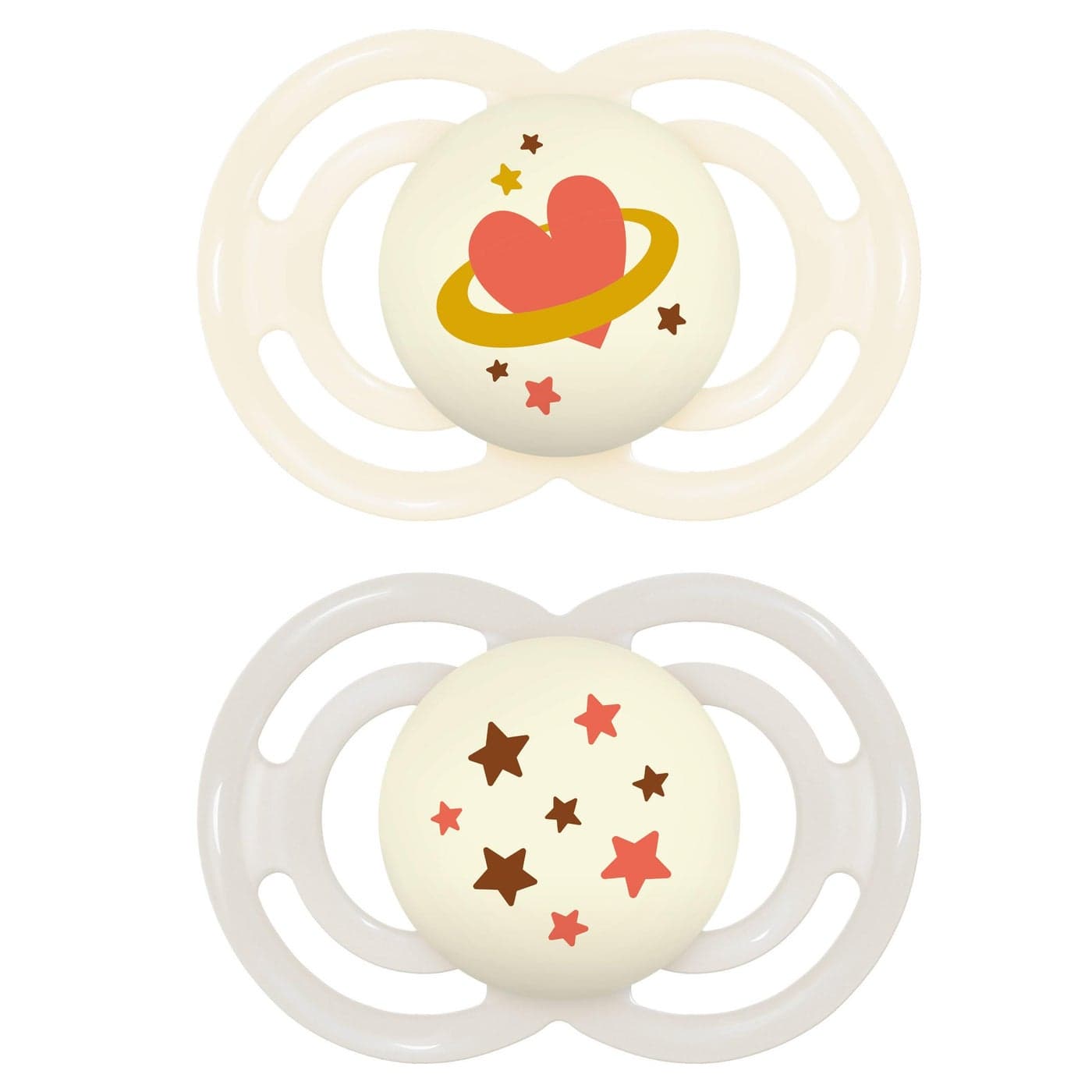 MAM Perfect Night Baby Pacifier Patented Nipple Glows in The Dark 2 Pack 16 Months Unisex