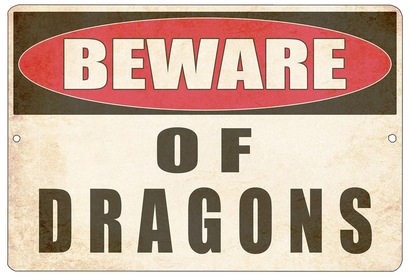 Rogue River Tactical Funny Sarcastic Metal Tin Sign Wall Decor Man Cave Bar Yard Wall Warning Beware of Dragons