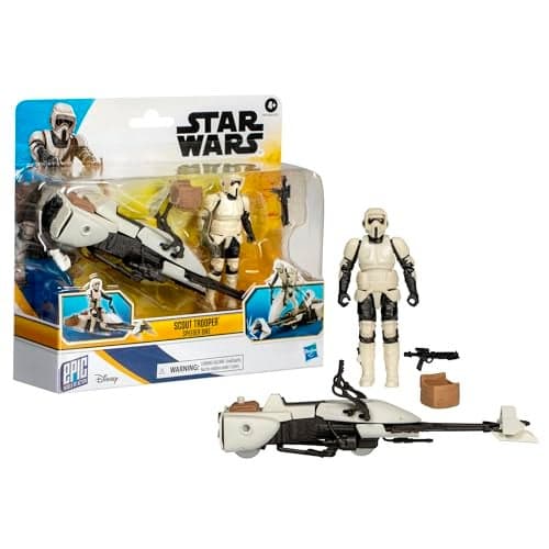 STAR WARS Epic World of Action Scout Trooper Speeder Bike 4Inch Action Figure Vehicle Toys for 4 Year Old Boys and Girls Up