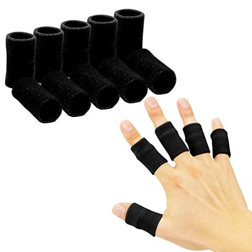 Finger Sleeves , Thumb Splint Brace For Finger Support, Breathable Elastic Finger tape, Compression pression Protector For Reliving Pain, Triggger Finger, Compression Aid For Sports, 10PCS (Beige)