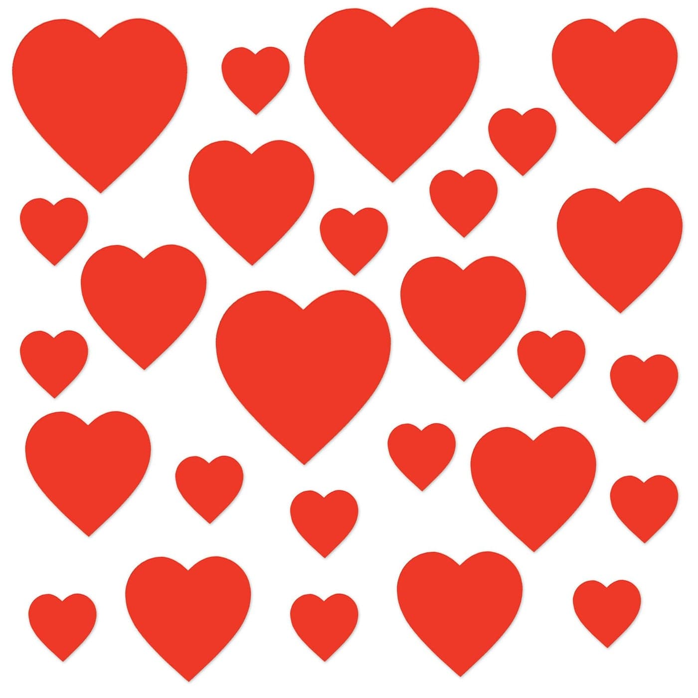 Beistle S77866AZ3 Printed Heart Cutouts Assorted Sizes Red Pack of 27