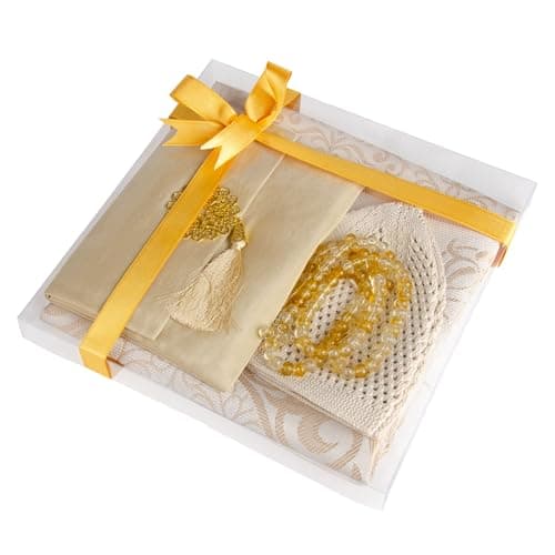 BABY SHOWER CHOCOLATE Islamic Prayer Gift Set for Men – Velvet Prayer Mat, Tasbih Beads, Yaseen Book – Muslim Prayer Essentials – Ramadan Eid Gift (Dark Blue)